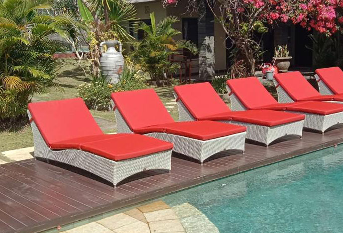 Wicker Sunbed Madrid hotel furniture supplier in indonesia wicker sunbed