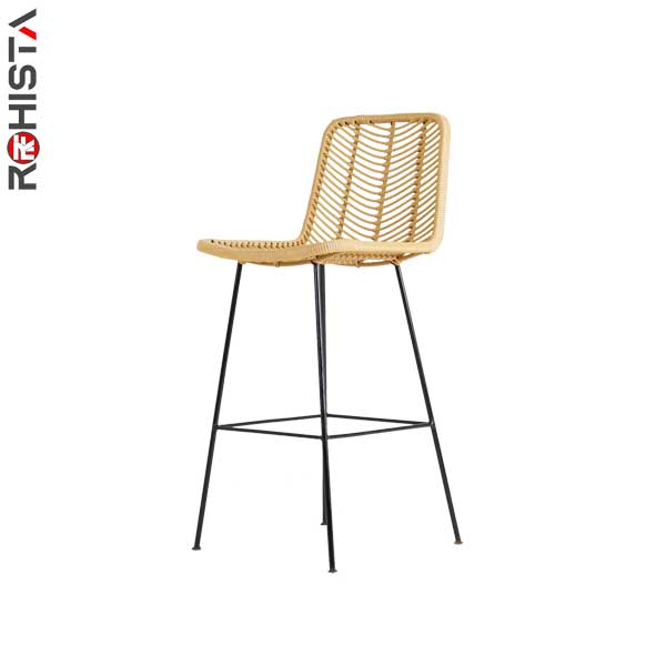 wicker bar chair iron frame counter seat nasajee