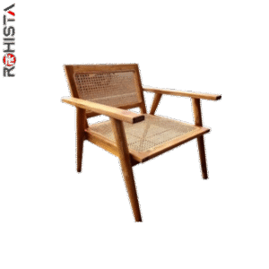 teak balcony chair with natural rattan weaving sagoya