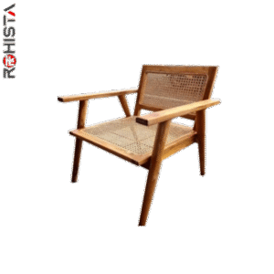 teak balcony chair with natural rattan weaving sagoya