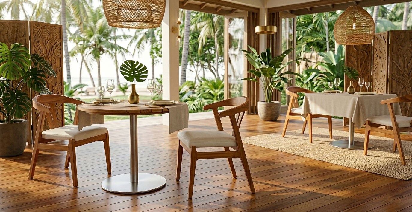 new teak chair for modern restaurant