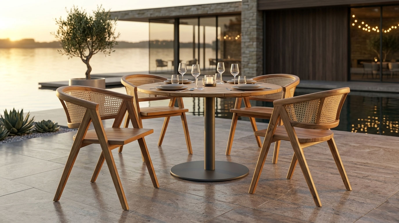 new teak chairs for modern restaurants